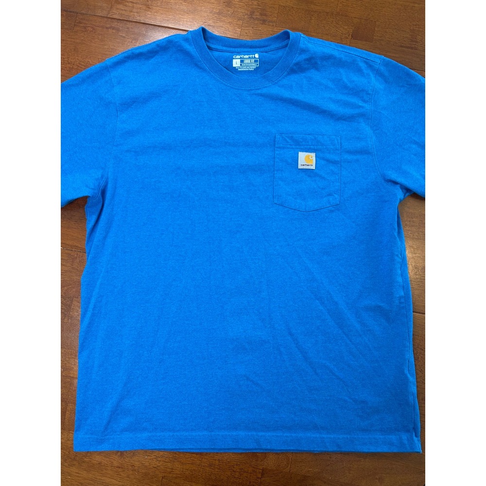 Carhartt Pocket T-Shirt Mens Large Blue Loose Fit Short Sleeve Tee